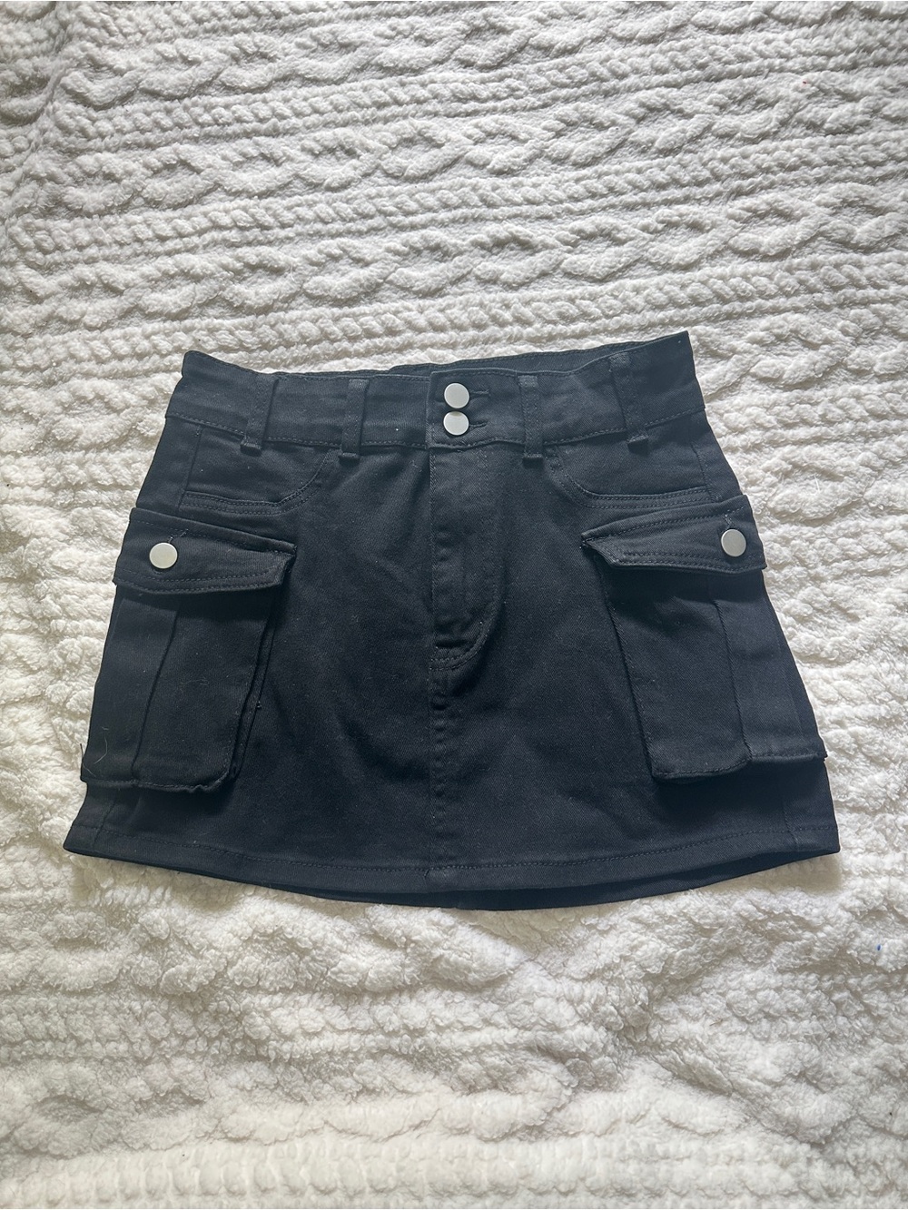 Black Cargo Pocket Mini Skirt